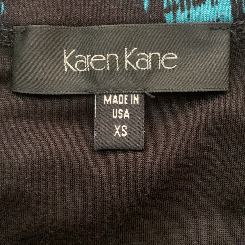 Vintage Karen Kane Blue Black Abstract Midi Dress Stretch XS NWOT - Picture 3 of 3